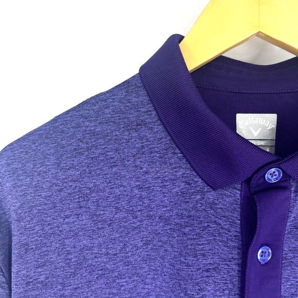 CALLAWAY Men's Opti-Dri Polo Size L Purple‎ Stripe Collared Button Short Sleeve - Picture 5 of 11